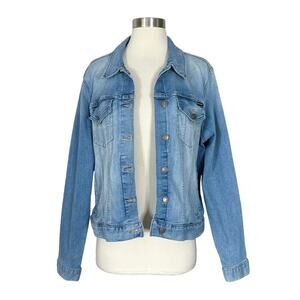 Calvin Klein | Denim Trucker Light Wash Blue Button Designer Jean Jacket XL EUC